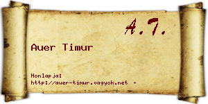 Auer Timur névjegykártya